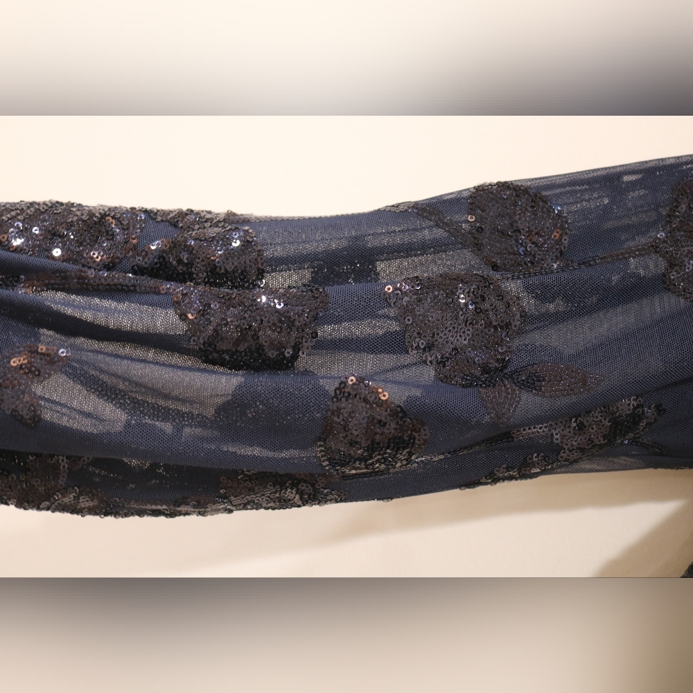 Adrianna Papell Plus Size Floral-Sequined Sheath Dress - Midnight - Picture 5 of 12